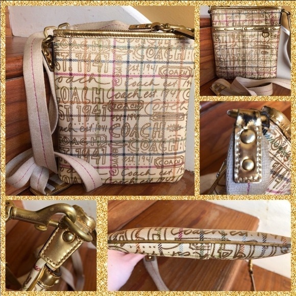 Coach Tattersall Gold Graffiti Tote Wallet Holiday - Picture 7 of 8